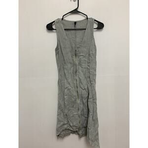 Inizio Onz Italy Linen Zip Up Asymmetrical Midi Dress Sz S Gray Lagenlook